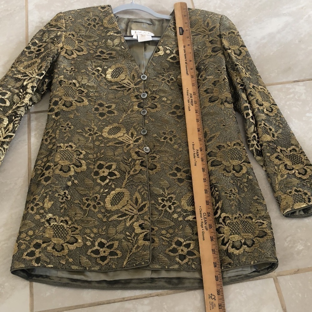 Escada Metallic Lace detail Coat Size 40 - Picture 7 of 8